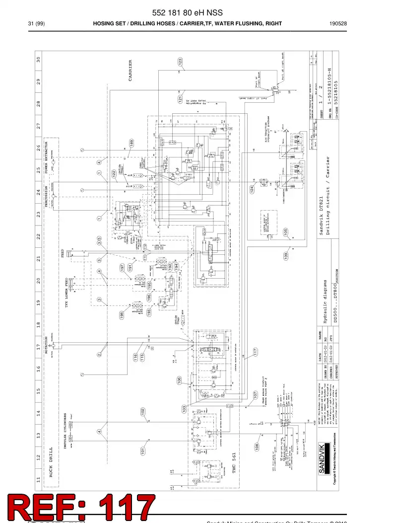 59203049 592 030 49 Hose Assembly, Hydraulic - Sandvik Technical Drawing