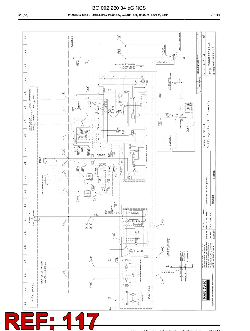 59203051 592 030 51 Hose Assembly, Hydraulic - Sandvik Technical Drawing