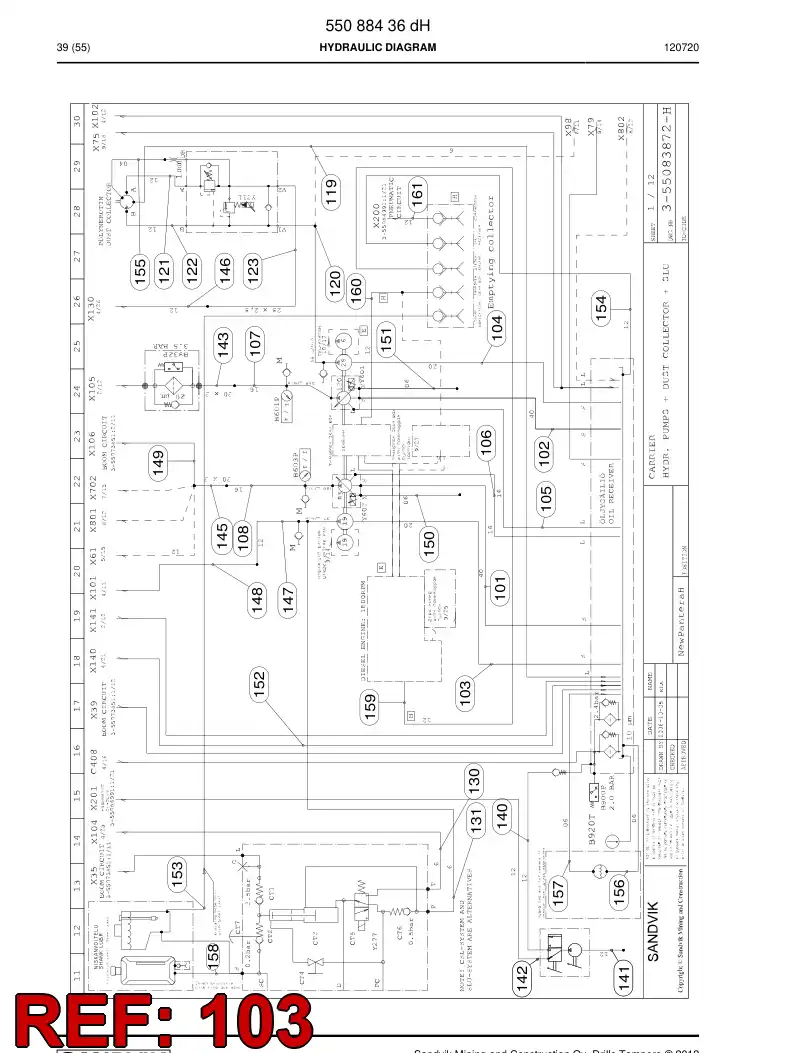 59203069 592 030 69 Hydraulic hose assembly - Sandvik Technical Drawing