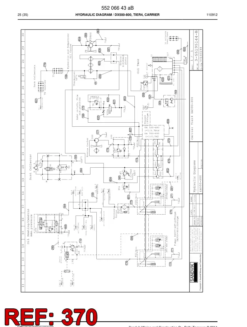 59203073 592 030 73 Hydraulic hose assembly - Sandvik Technical Drawing