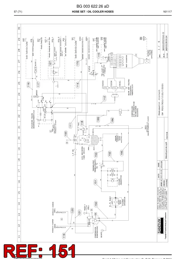 59203075 592 030 75 Hose Assembly, Hydraulic - Sandvik Technical Drawing