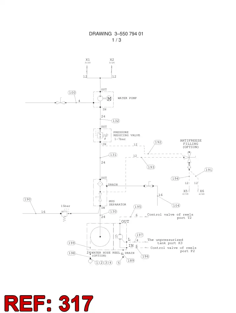 59203120 592 031 20 HYDRAULIC HOSE ASSEMBLY - Sandvik Technical Drawing