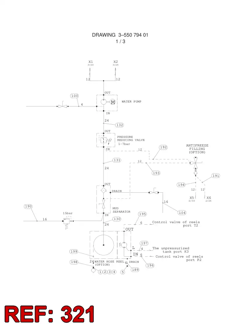 59203124 592 031 24 HYDRAULIC HOSE ASSEMBLY - Sandvik Technical Drawing
