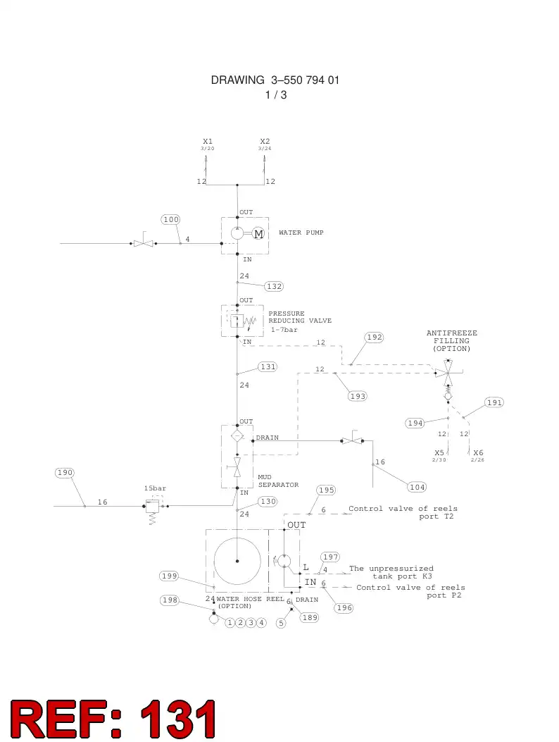 59203132 592 031 32 HYDRAULIC HOSE ASSEMBLY - Sandvik Technical Drawing