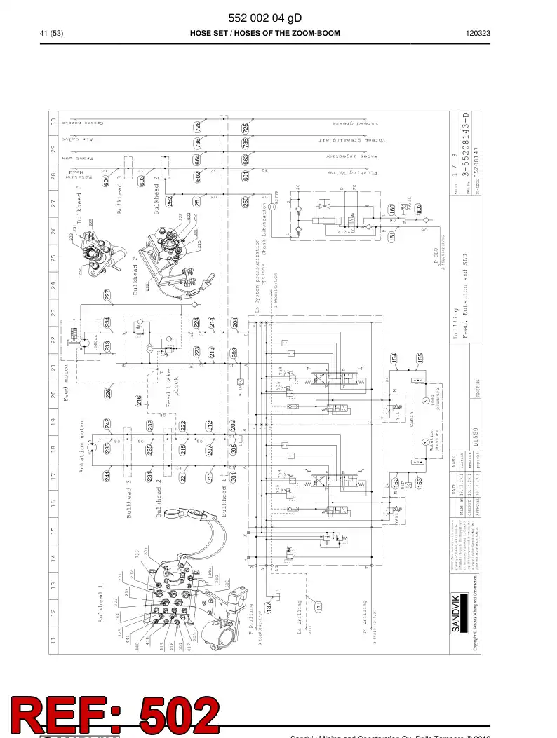 59203169 592 031 69 Hose Assembly, Hydraulic - Sandvik Technical Drawing