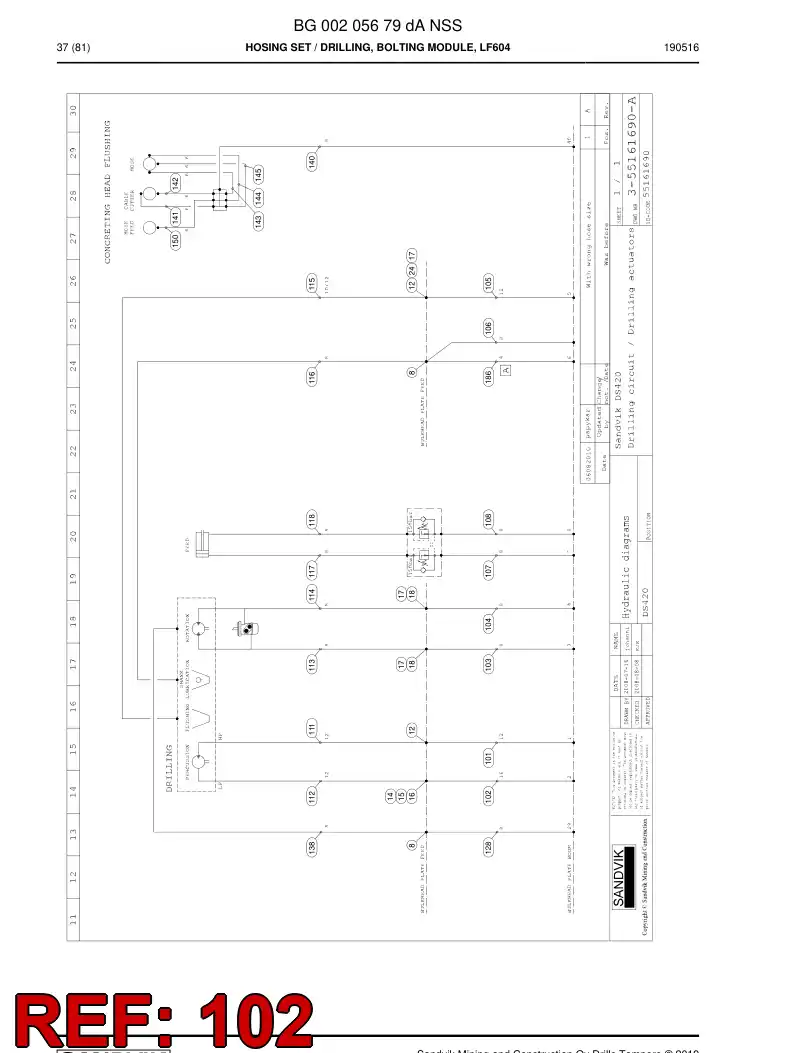 59203203 592 032 03 Hose Assembly, Hydraulic - Sandvik Technical Drawing