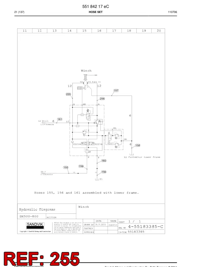 59203247a 592 032 47a HOSE ASSY - Sandvik Technical Drawing
