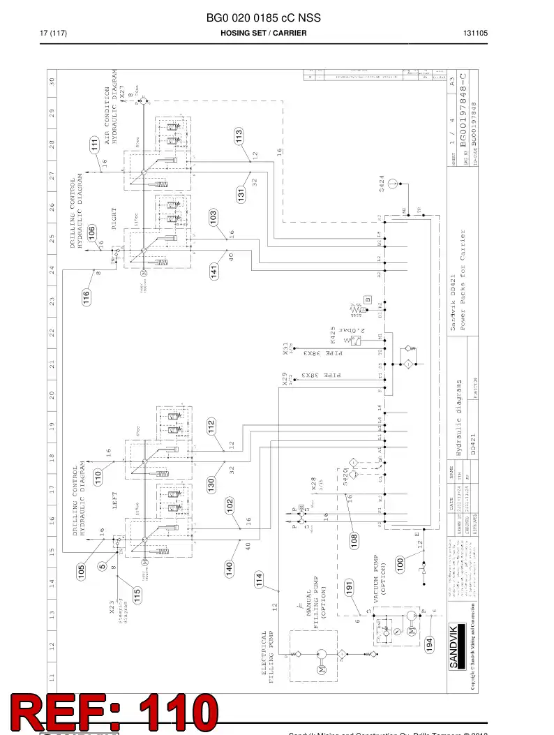 59203253a 592 032 53a Hose Assembly, Hydraulic - Sandvik Technical Drawing