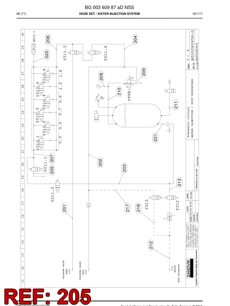 59203279 592 032 79 HOSE ASSY - Sandvik Technical Drawing