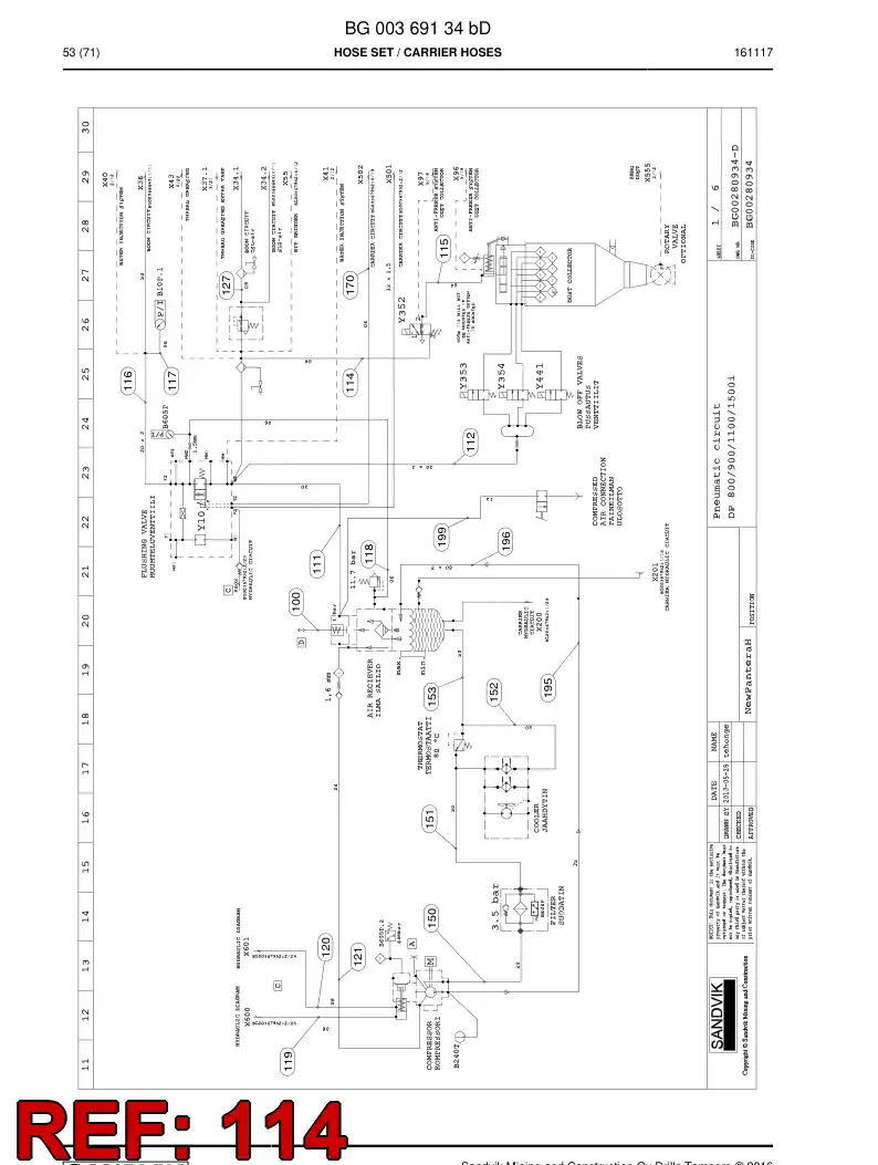 59203281 592 032 81 Hose Assembly, Hydraulic - Sandvik Technical Drawing