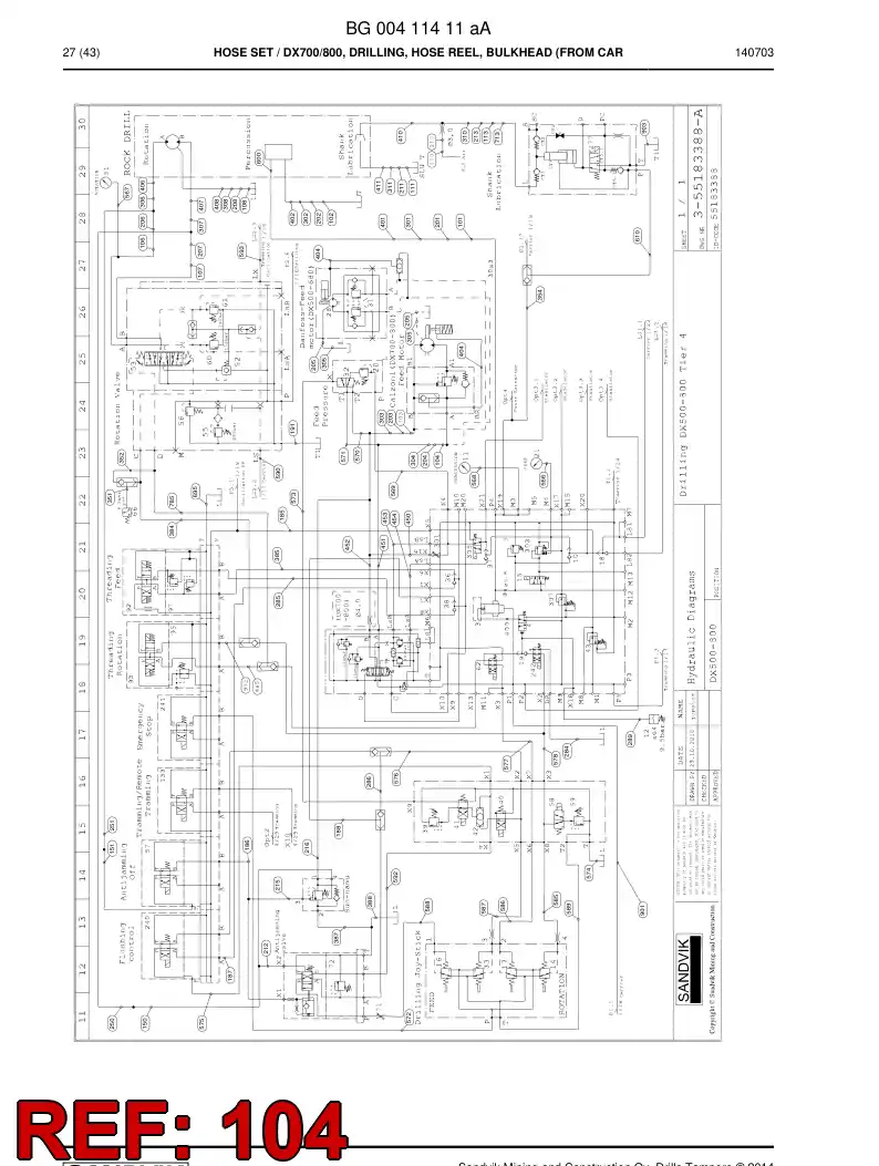 59203287 592 032 87 Hose Assembly, Hydraulic - Sandvik Technical Drawing
