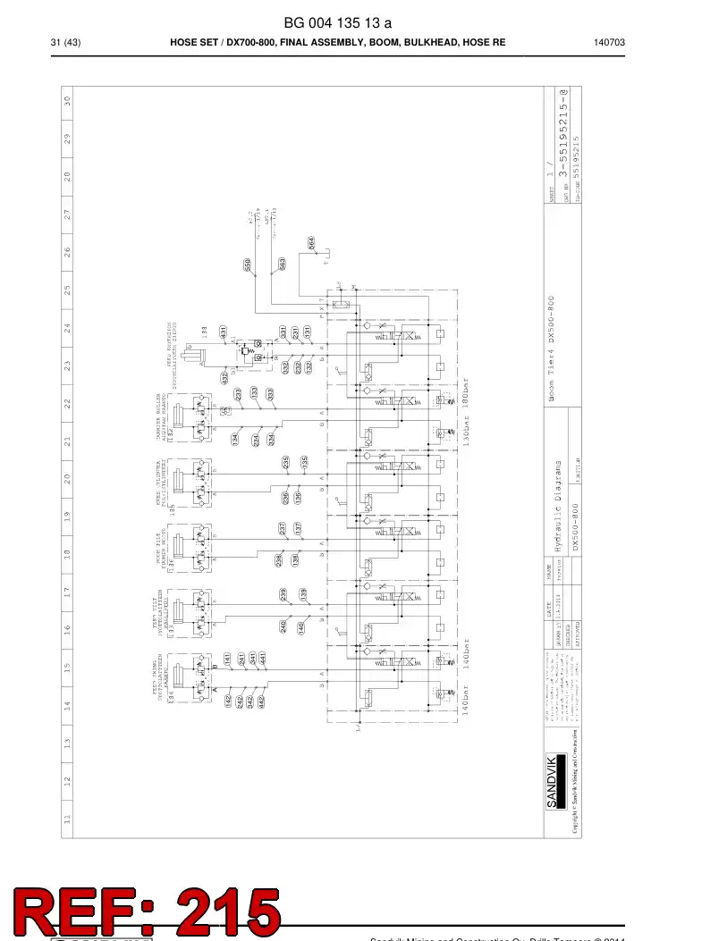 59203309 592 033 09 Hose Assembly, Hydraulic - Sandvik Technical Drawing