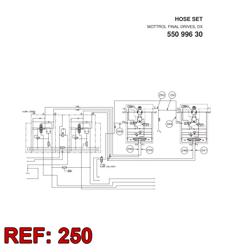 59203370 592 033 70 HYDRAULIC HOSE ASSEMBLY - Sandvik Technical Drawing