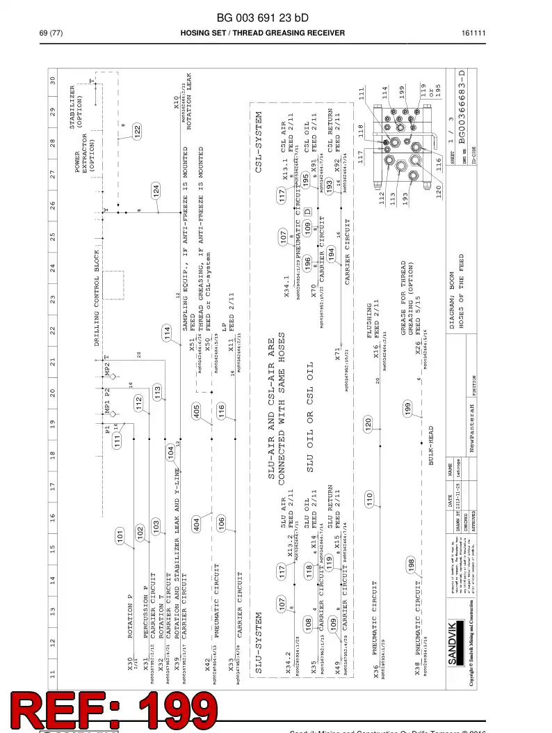 59203373 592 033 73 Hose Assembly, Hydraulic - Sandvik Technical Drawing
