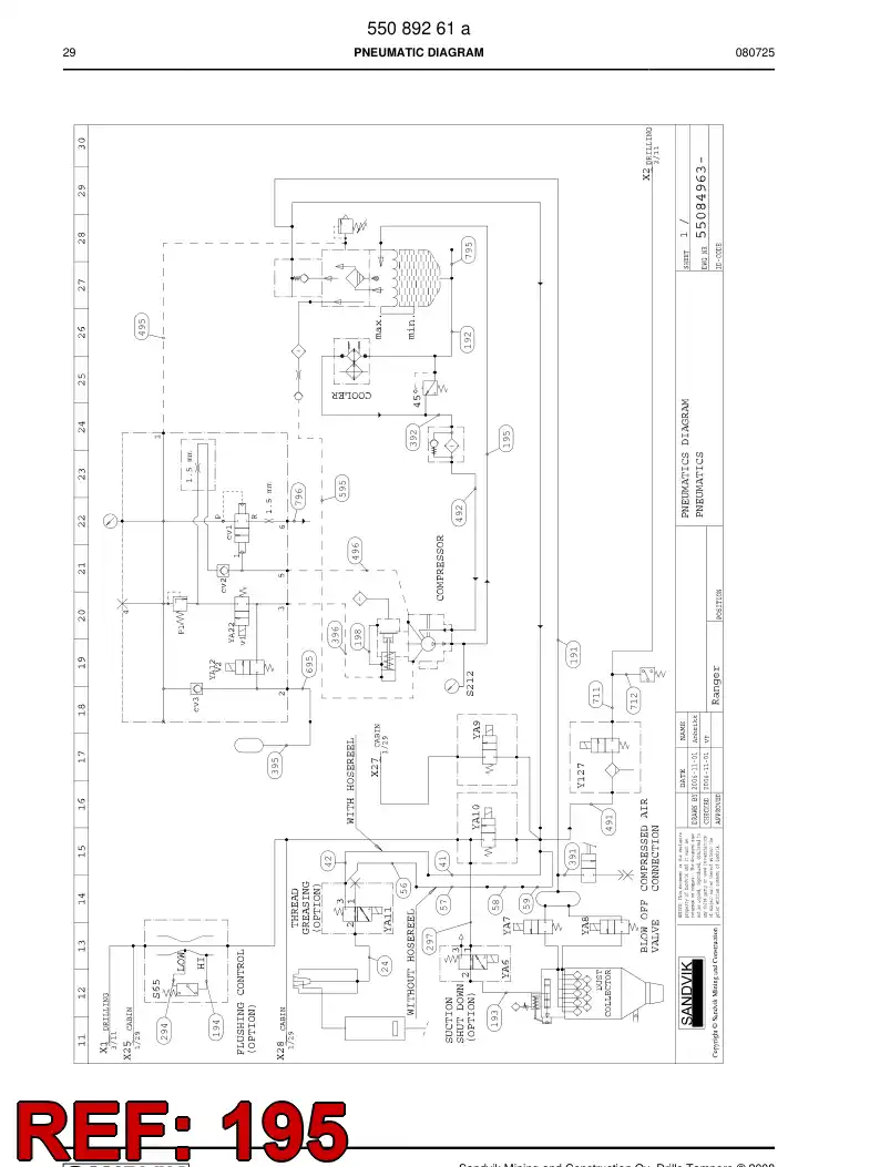 59203385 592 033 85 Hydraulic hose assembly - Sandvik Technical Drawing