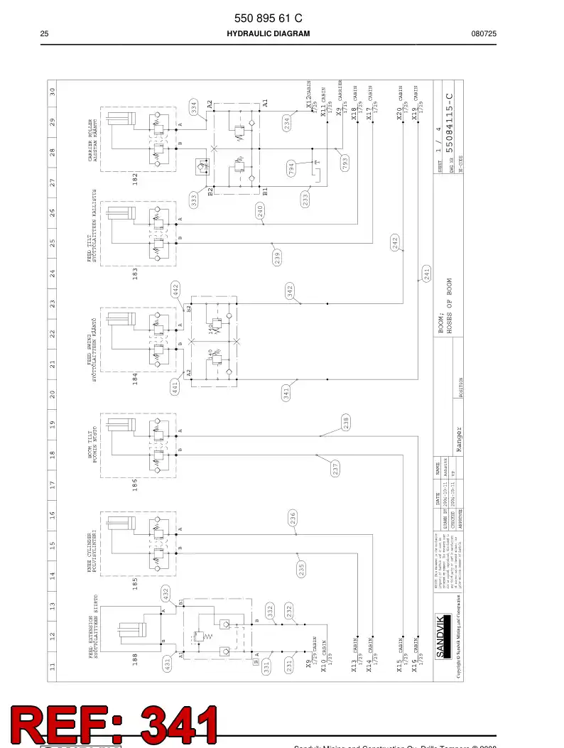 59203405 592 034 05 Hydraulic hose assembly - Sandvik Technical Drawing