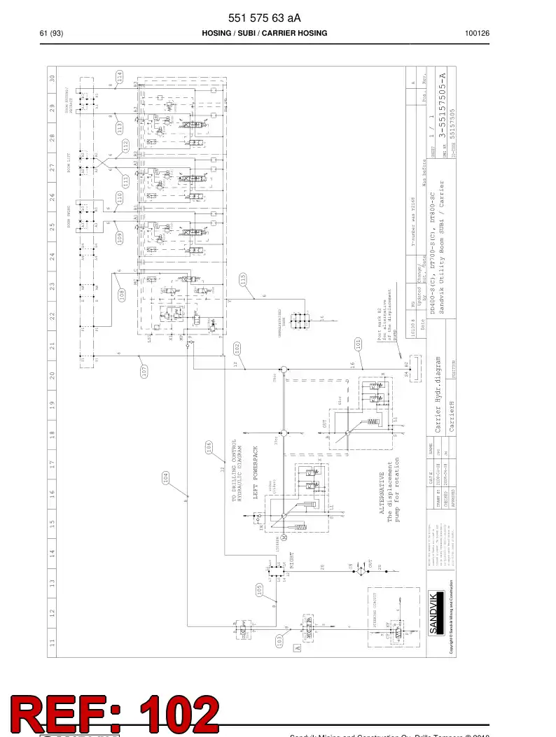 59203417b 592 034 17b Hydraulic hose assembly - Sandvik Technical Drawing