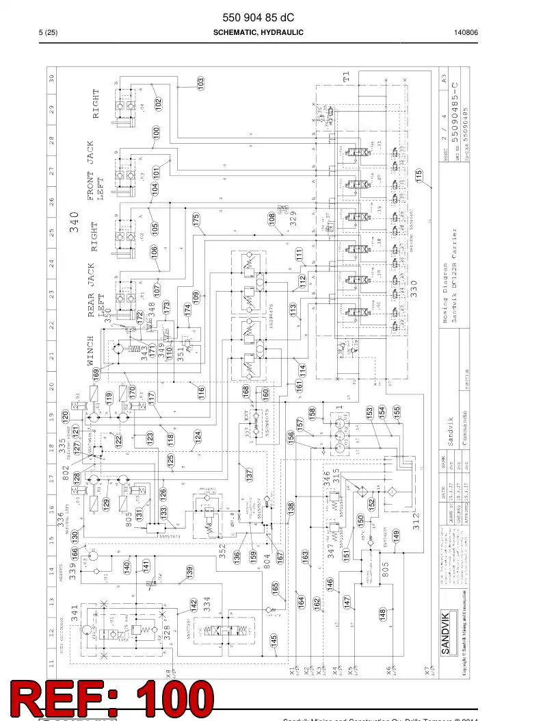 59203423 592 034 23 Hose Assembly, Hydraulic - Sandvik Technical Drawing