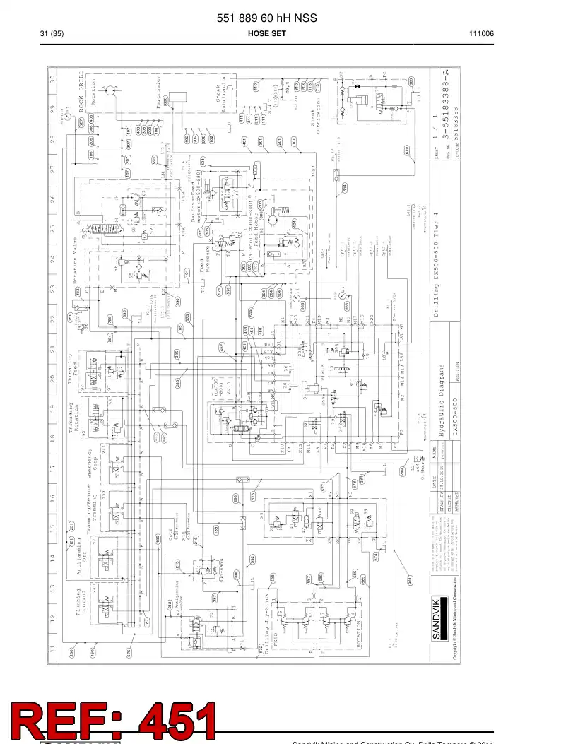 59203447b 592 034 47b Hydraulic hose assembly - Sandvik Technical Drawing