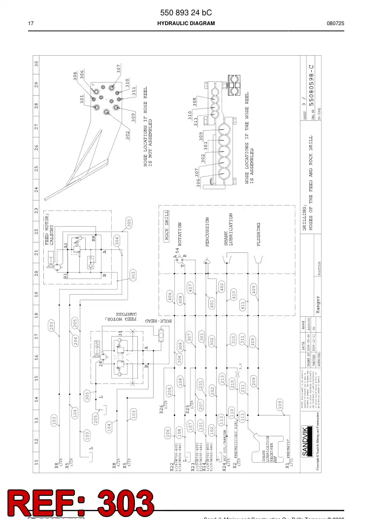 59203465 592 034 65 HYDR.HOSE ASSEMBLY - Sandvik Technical Drawing