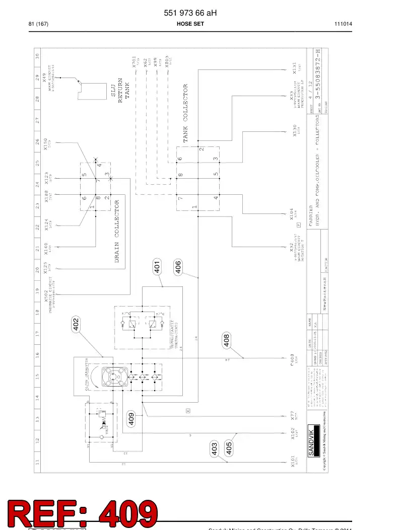 59203503 592 035 03 Hose Assembly, Hydraulic - Sandvik Technical Drawing