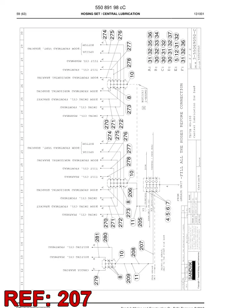 59203589 592 035 89 Hose Assembly - Sandvik Technical Drawing