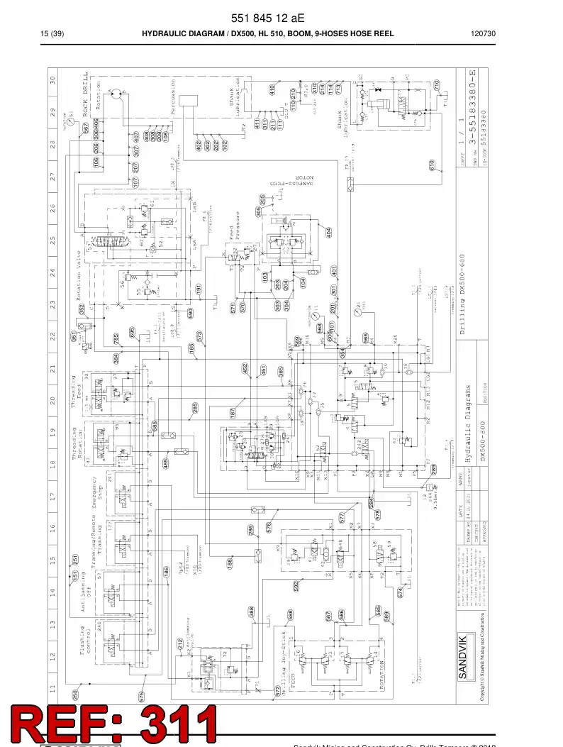 59203593 592 035 93 Hydraulic hose assembly - Sandvik Technical Drawing
