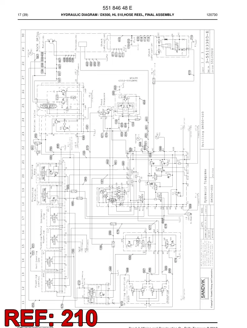 59203609 592 036 09 Hydraulic hose assembly - Sandvik Technical Drawing