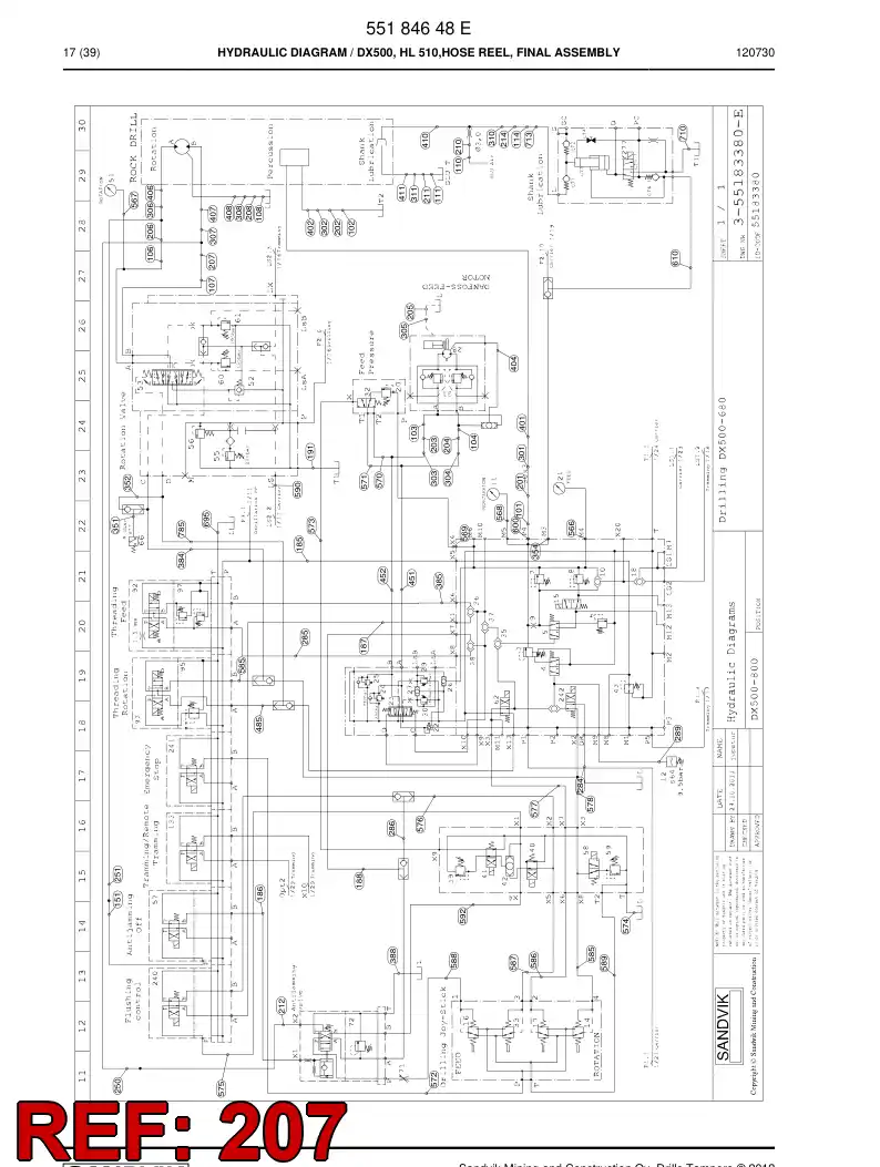 59203613 592 036 13 Hydraulic hose assembly - Sandvik Technical Drawing