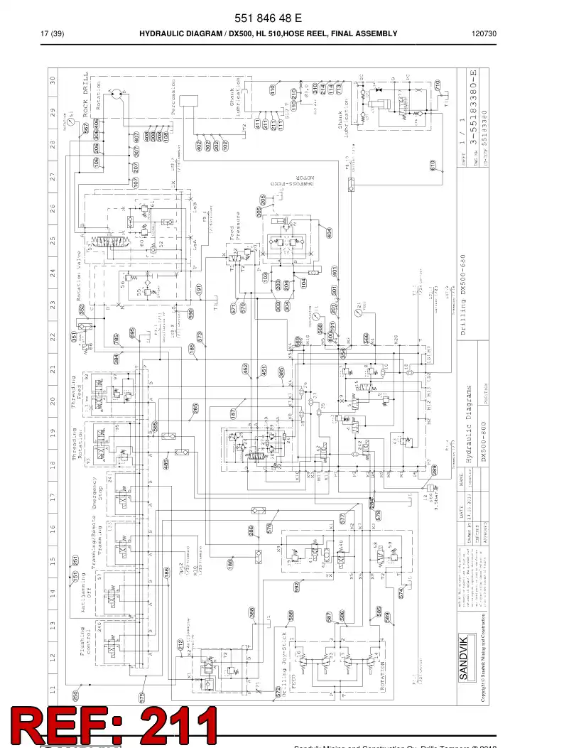 59203617 592 036 17 Hydraulic hose assembly - Sandvik Technical Drawing