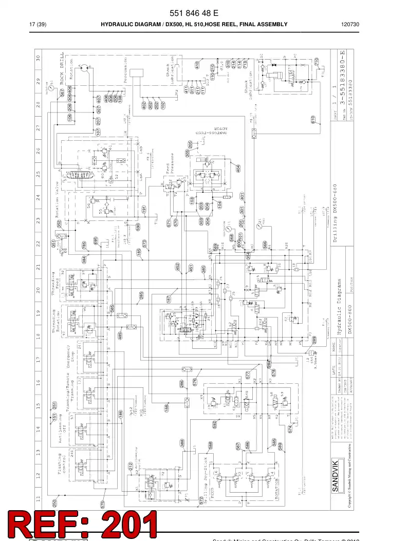 59203623 592 036 23 Hydraulic hose assembly - Sandvik Technical Drawing