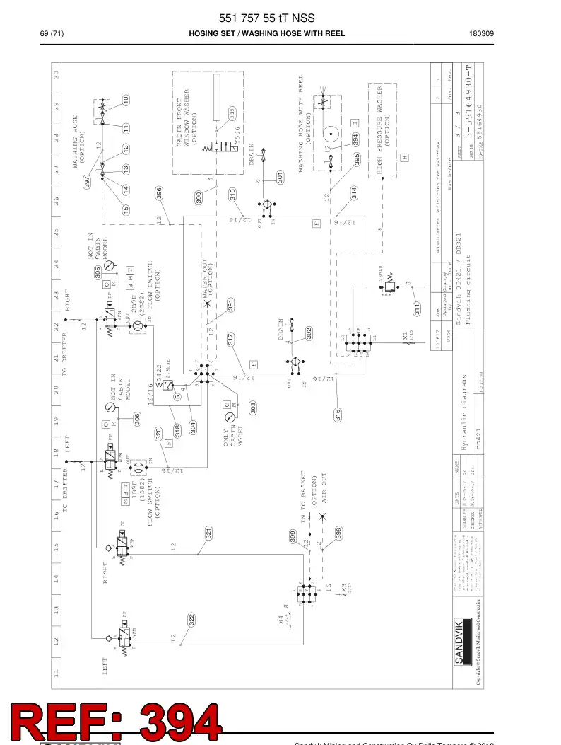 59203647 592 036 47 Hose Assembly, Hydraulic - Sandvik Technical Drawing