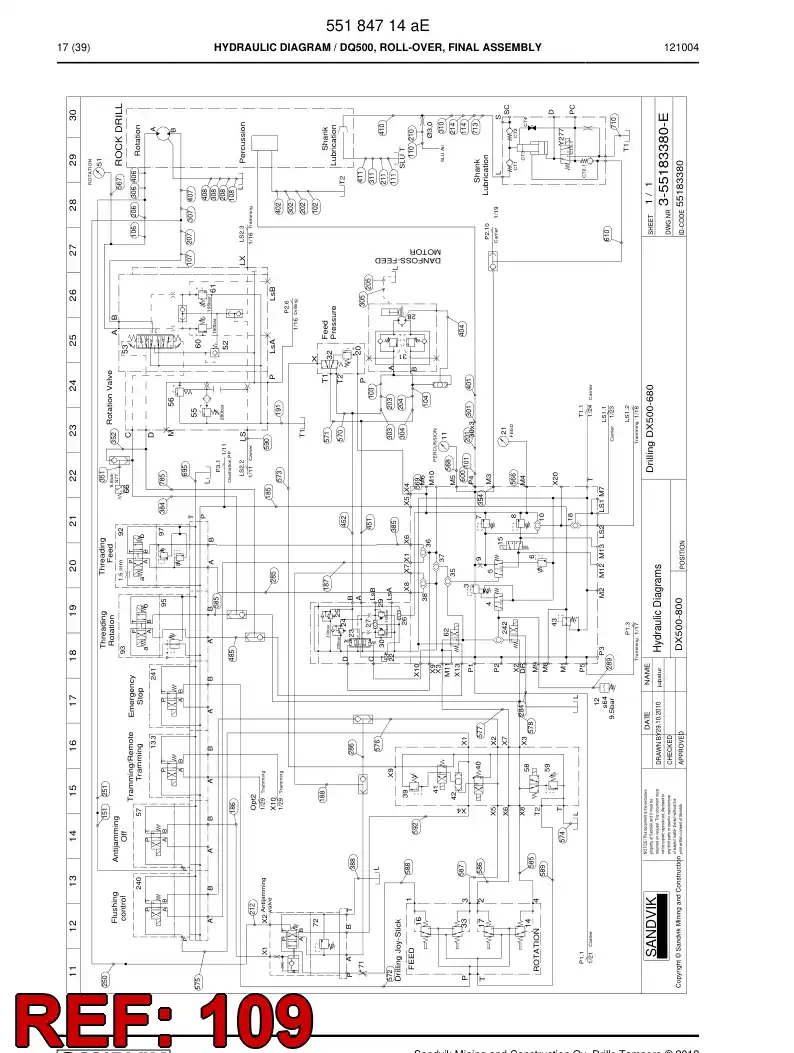 59203661 592 036 61 Hydraulic hose assembly - Sandvik Technical Drawing