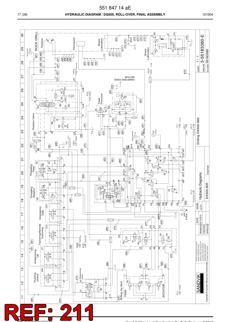 59203663 592 036 63 Hydraulic hose assembly - Sandvik Technical Drawing