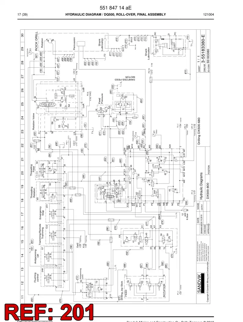 59203677 592 036 77 Hydraulic hose assembly - Sandvik Technical Drawing