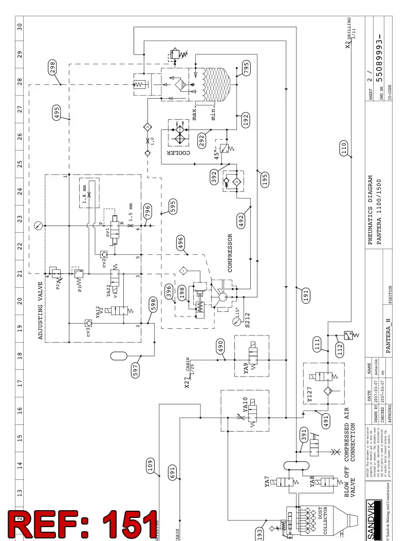 59203682 592 036 82 HYDR.HOSE ASSEMBLY - Sandvik Technical Drawing