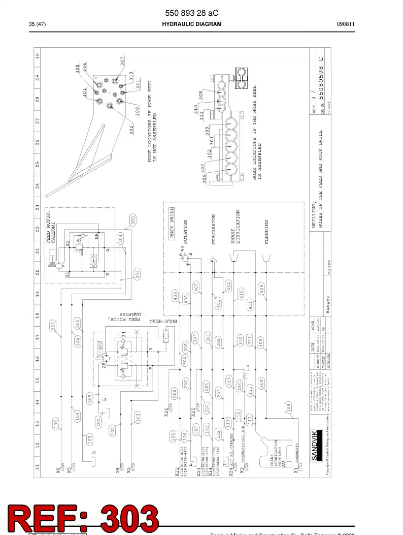 59203683 592 036 83 HYDR.HOSE ASSEMBLY - Sandvik Technical Drawing