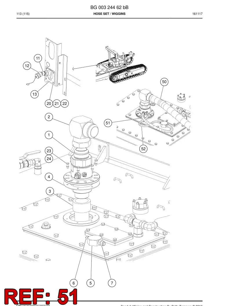 59203703 592 037 03 Hose Assembly, Fuel - Sandvik Technical Drawing