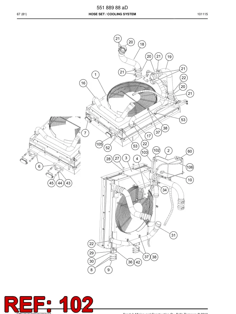 59203743 592 037 43 Hose assembly - Sandvik Technical Drawing