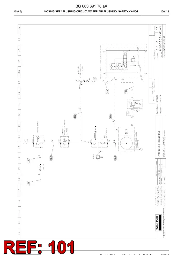59203749 592 037 49 Hose Assembly, Hydraulic - Sandvik Technical Drawing