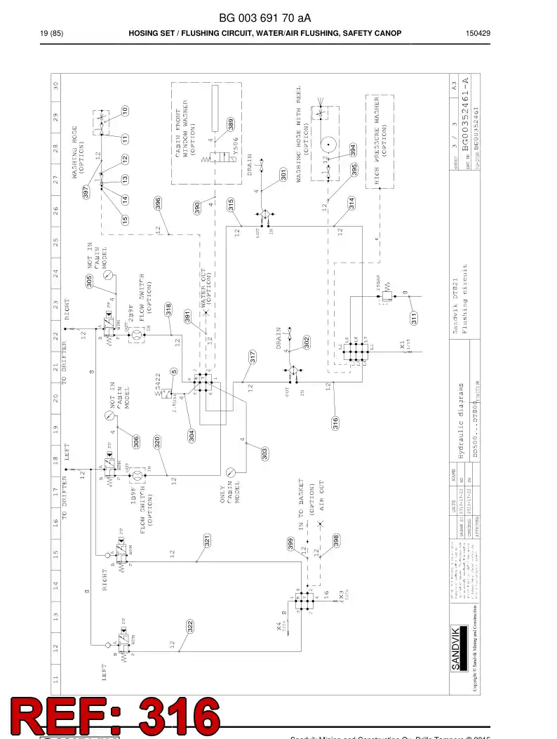 59203751 592 037 51 Hose Assembly, Hydraulic - Sandvik Technical Drawing