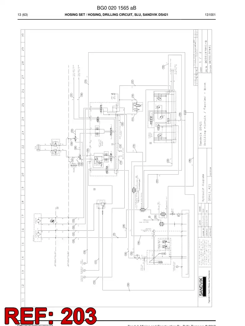 59203763 592 037 63 Hose Assembly, Hydraulic - Sandvik Technical Drawing