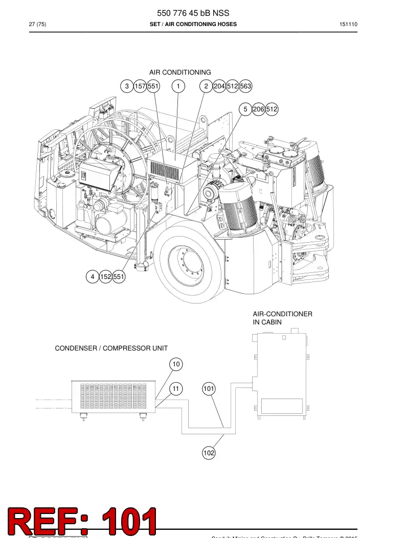 59203771 592 037 71 Hose Assembly, Refrigeration - Sandvik Technical Drawing
