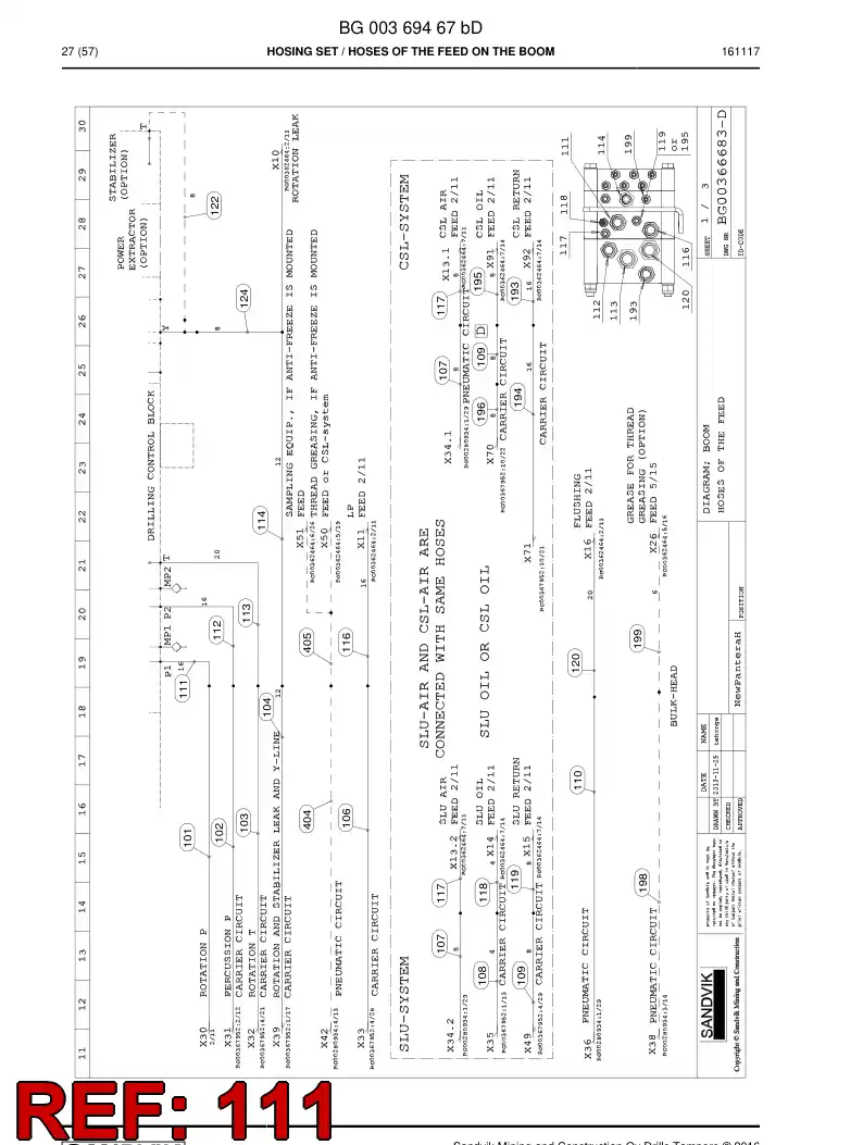 59203789 592 037 89 Hose Assembly, Hydraulic - Sandvik Technical Drawing