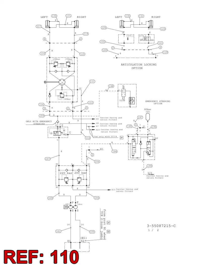 59203832 592 038 32 HYDRAULIC HOSE ASSEMBLY - Sandvik Technical Drawing