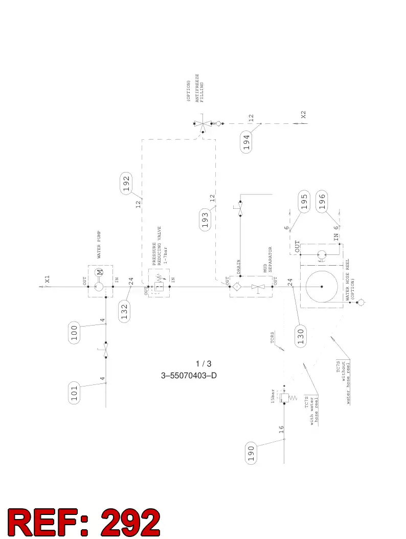 59203838 592 038 38 HYDRAULIC HOSE ASSEMBLY - Sandvik Technical Drawing