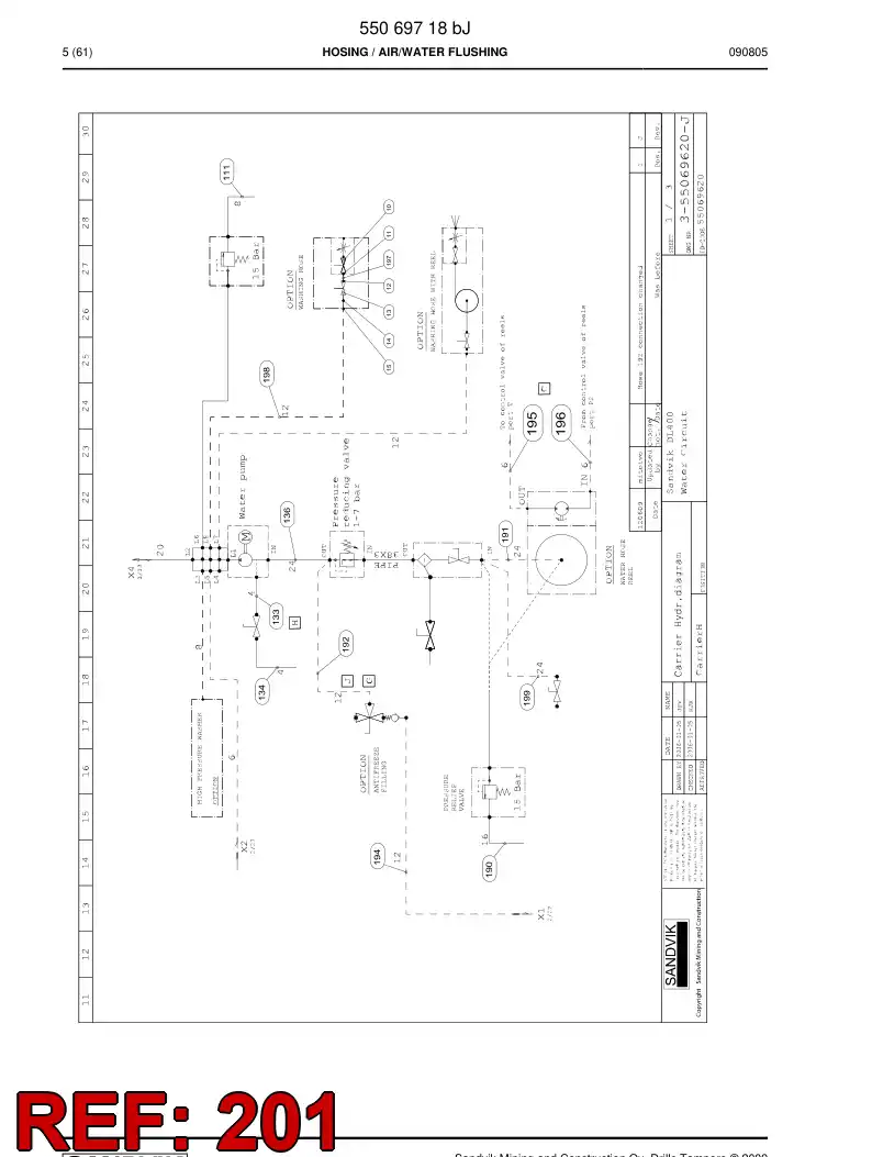 59203841 592 038 41 Hydraulic hose assembly - Sandvik Technical Drawing