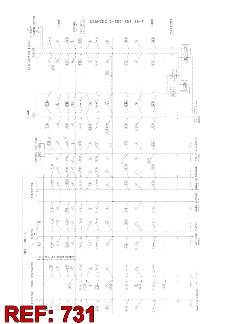 59203848 592 038 48 HYDRAULIC HOSE ASSEMBLY - Sandvik Technical Drawing