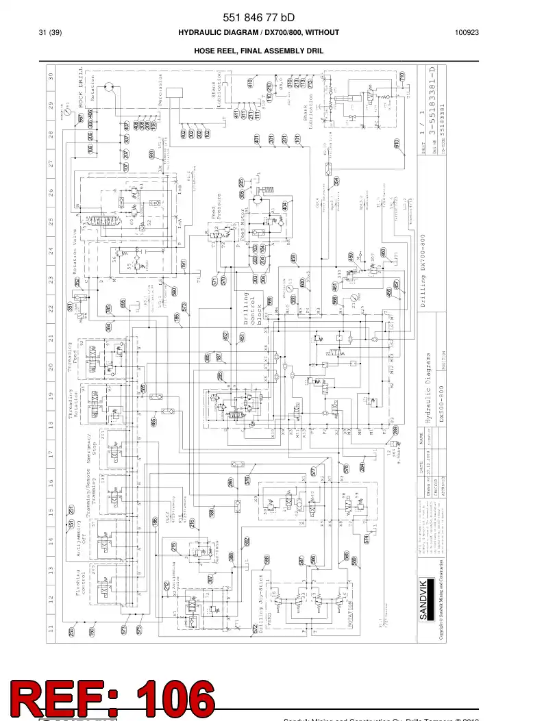 59203981 592 039 81 Hose Assembly, Hydraulic - Sandvik Technical Drawing