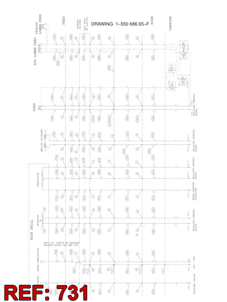 59204014 592 040 14 HYDRAULIC HOSE ASSEMBLY - Sandvik Technical Drawing